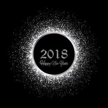 New Year 2018. Silver glitter background. Vector Illustration