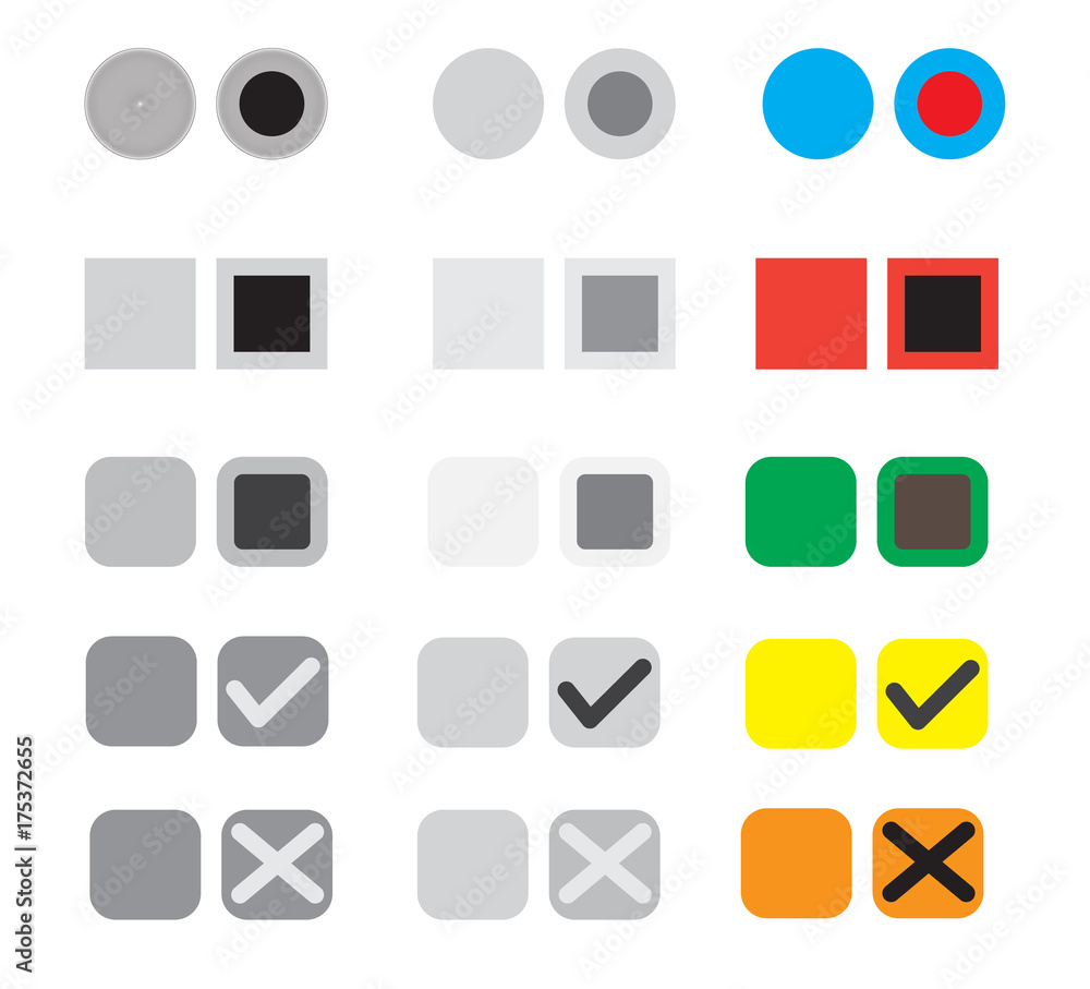 Poster different selection buttons set. selection graphic buttons on white background. election buttons sig