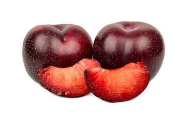 Red plum with slice