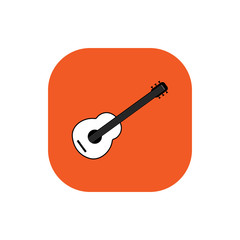 Classic guitar square icon vector