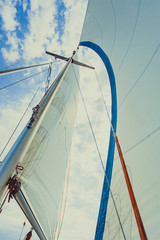 Fototapeta premium Detailed closeup of sail on sailboat