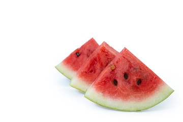 Ripe watermelon , healthy eating lifestyle.Sliced of watermelon isolated white background.