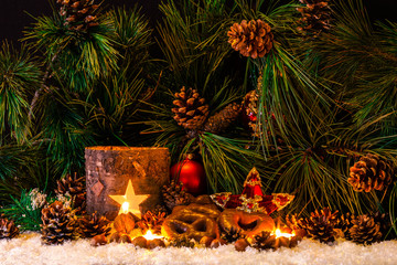 Weihnachten Landhaus Gebäck weihnachtlich backen Weihnachtsrezept Zimtsterne Kerzen Laterne Weihnachtsdekoration Weihnachtsmotiv Weihnachtsbild christmasdecoration christmas zapfen advent nikolaus