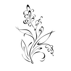 ornament 140. stylized flower in black lines on a white background