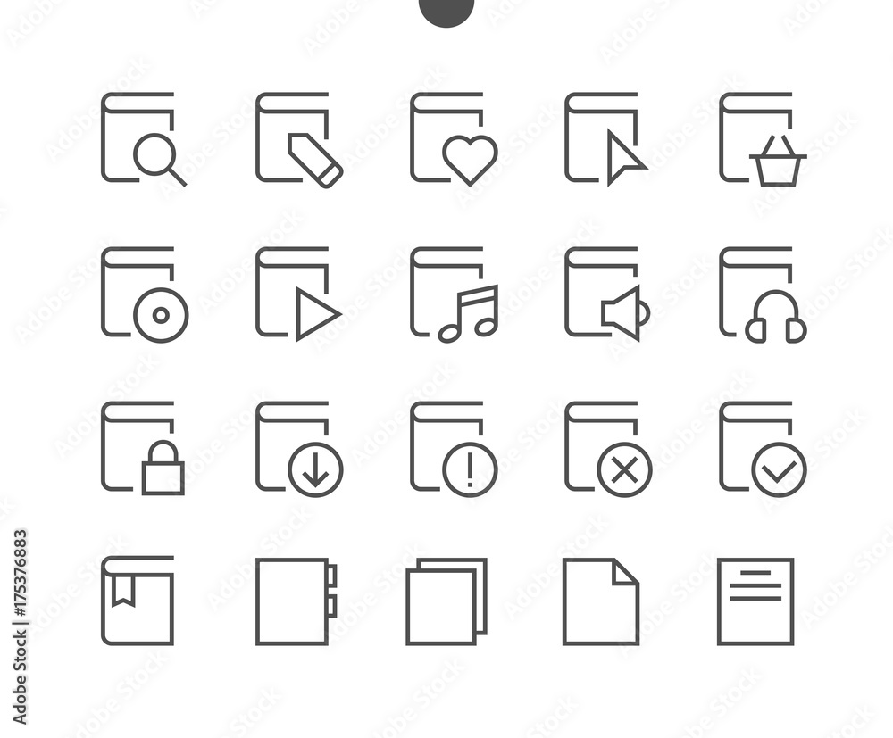 Poster reading view outlined pixel perfect well-crafted vector thin line icons 48x48 ready for 24x24 grid f
