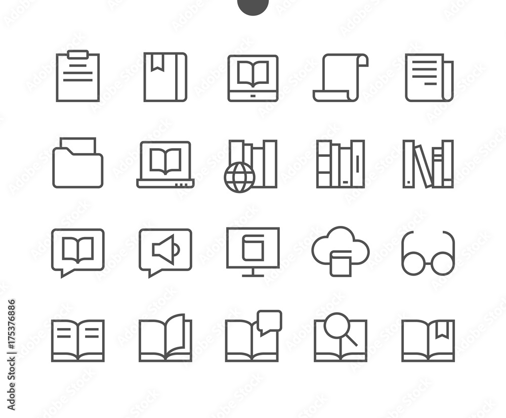 Poster reading view outlined pixel perfect well-crafted vector thin line icons 48x48 ready for 24x24 grid f