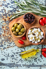 Tradtional set of Greek mezze