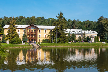 Fototapeta na wymiar Sanatorium in Naleczow city. The oldest building of the manor buildings Malachowski family, Poland