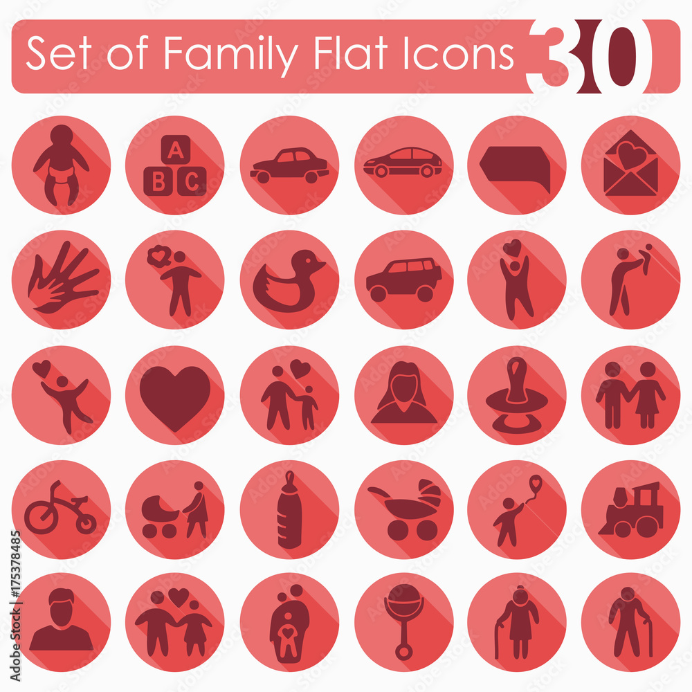 Poster Set of family icons