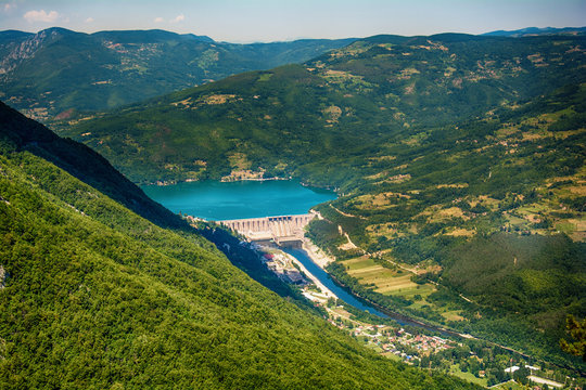 Dam Perucac on a Drina river. Hydroelectric 