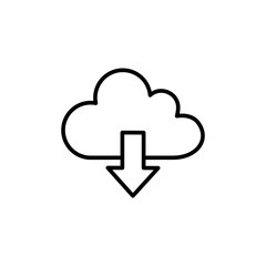 cloud information downloading line black icon