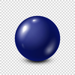 Dark blue lottery, billiard,pool ball. Snooker. Transparent background. Vector illustration.