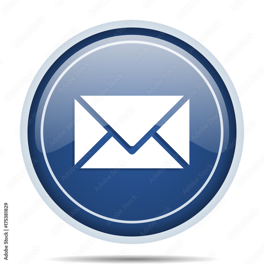 Poster Email blue round web icon. Circle isolated internet button for webdesign and smartphone applications.
