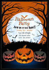 Jack on the dark grave forest illustration for halloween