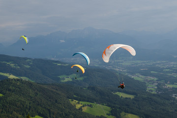 Flying paragliders, Gaisbergspitze, Salzburg, Austria