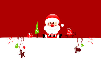 Santa & Symbols Red Background