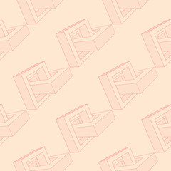Pink and beige geometric ornament. Seamless pattern
