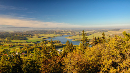 Autumn in the countryside, Slezska harta dam, yellow foliage