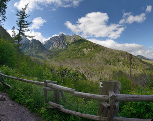Fototapeta na wymiar Panorama of cold valley, Hrebienok, High Tatras, Slovakia