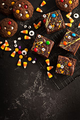 Obraz premium Chocolate monster brownies homemade treats for Halloween