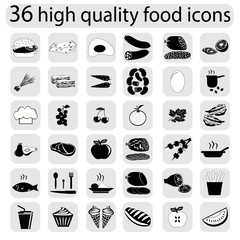 Food icon set. Food logo. Vector illustration for recipe, menu restaurant, kitchen interior design.