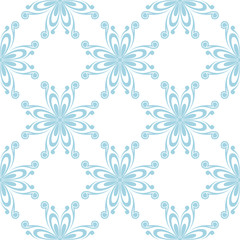 Blue floral seamless pattern on white background