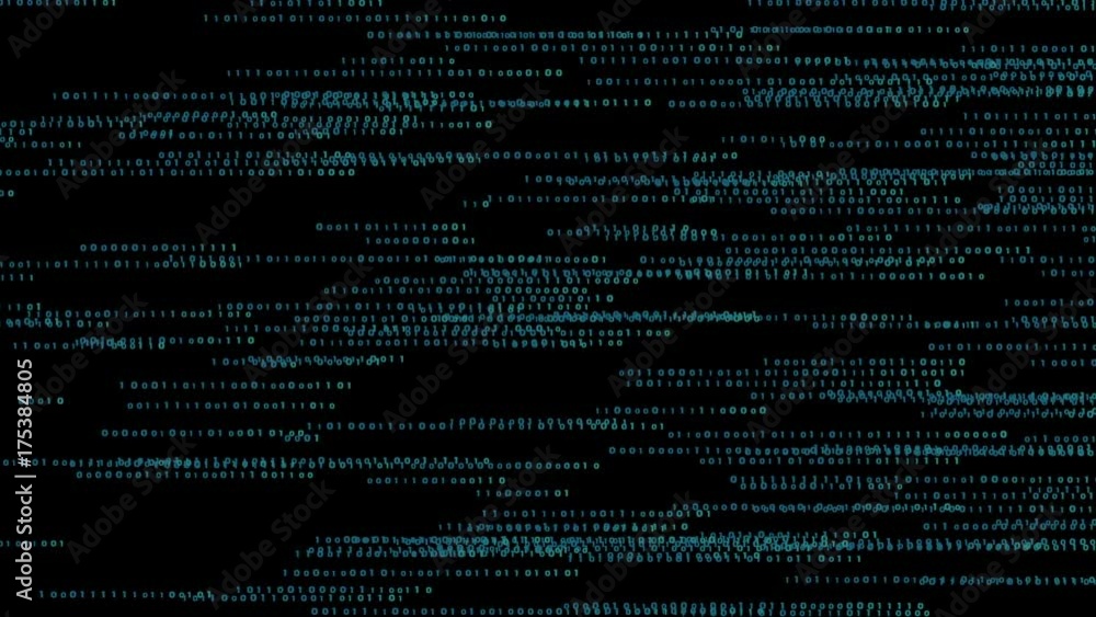 Poster long strings of binary code slowly creep across the screen. the cinematic background.