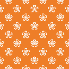 Orange and white floral seamless pattern