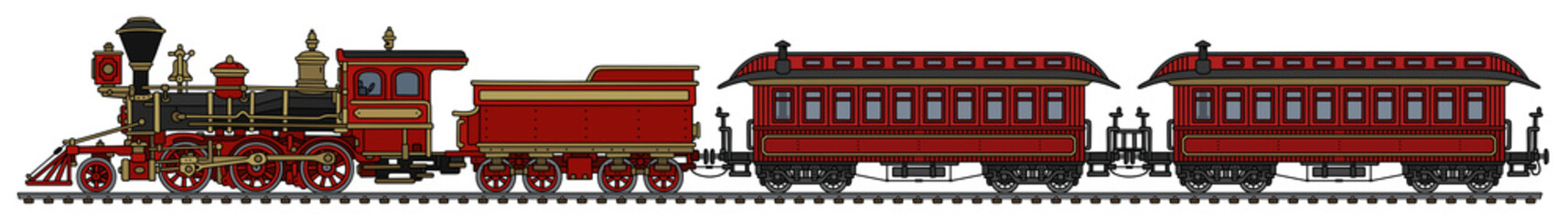 Vintage red american steam train