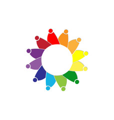Teamwork colorful people representing diversity, icon vector