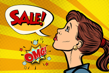 Omg Verkauf Frau Pop-Art Retro © studiostoks