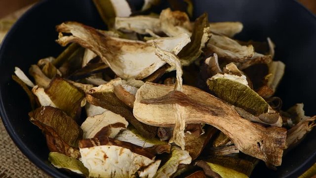 Homemade Dried Porcinis (rotating) as detailed 4K UHD footage (seamless loopable)