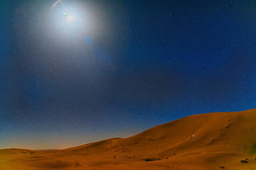 Fototapeta na wymiar Night in Erg Chebbi Sand dunes near Merzouga, Morocco