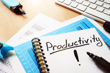 Productivity written in a note. Business concept.