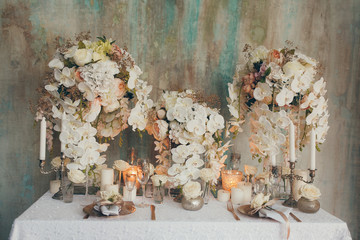 wedding decor and dress the modern bride, stylish European-style wedding