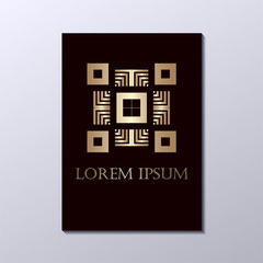 Brochure with golden ornamental logo. Template for design. Vector illustration eps10