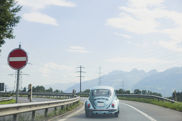 Switzerland summer'2017/ retro car on the serpentine