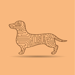 Abstract dog. Electronic technology. Vector dog