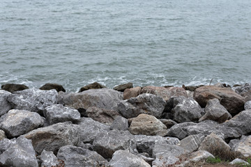 rocks seashore and sea