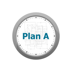 The word plan a on digital screen, business concept . Abstract wall clock isolated on a white background