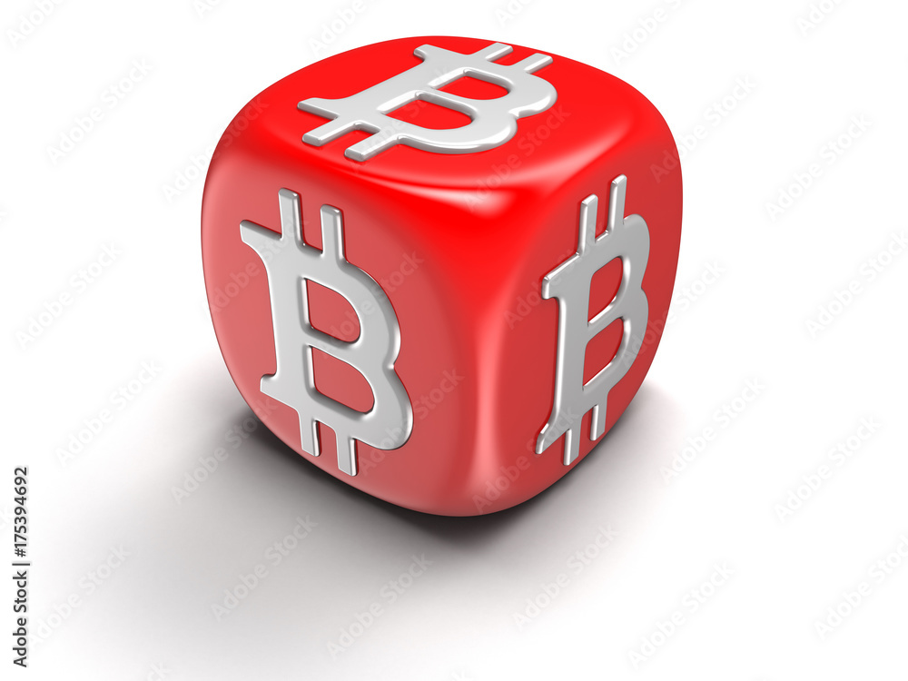 Poster dices with bitcoin sign. image with clipping path