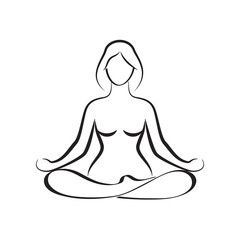 Vector illustration of elegant woman in yoga pose silhouette