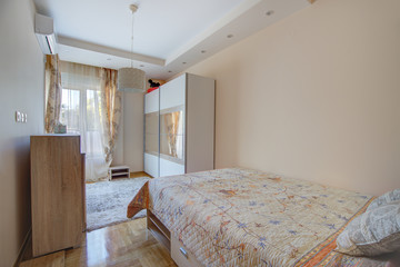 Interior of a bedroom in a private apartment