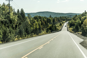 Road through Algonquin Provincial Park beginning fall camper on Street Ontario Canada