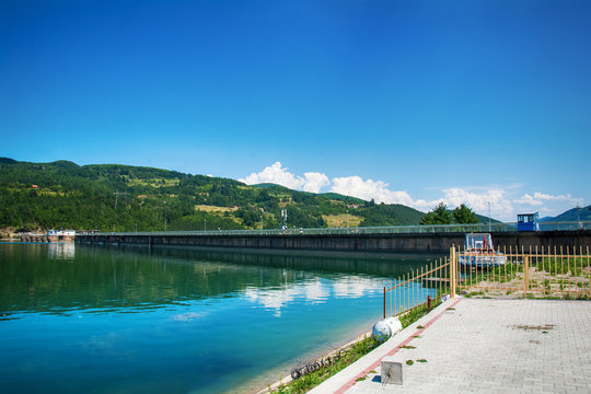 Dam Perucac on a Drina river. Hydroelectric