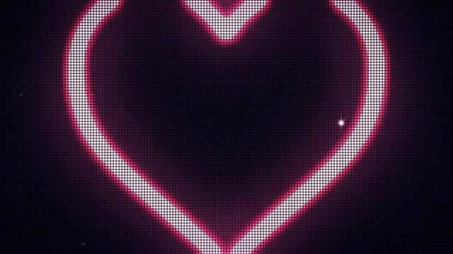 Heart shape on digital screen. Seamless loop animation. Different colors and shapes in my profile.