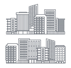 line background of the city, vector cityscape collection