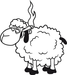 joint weed hanf kiffen kiffer drogen rauchen zigarette stoned bekifft cannabis glücklich lustig klein süß niedlich comic cartoon schaf ziege wolle bauer bock müde cool