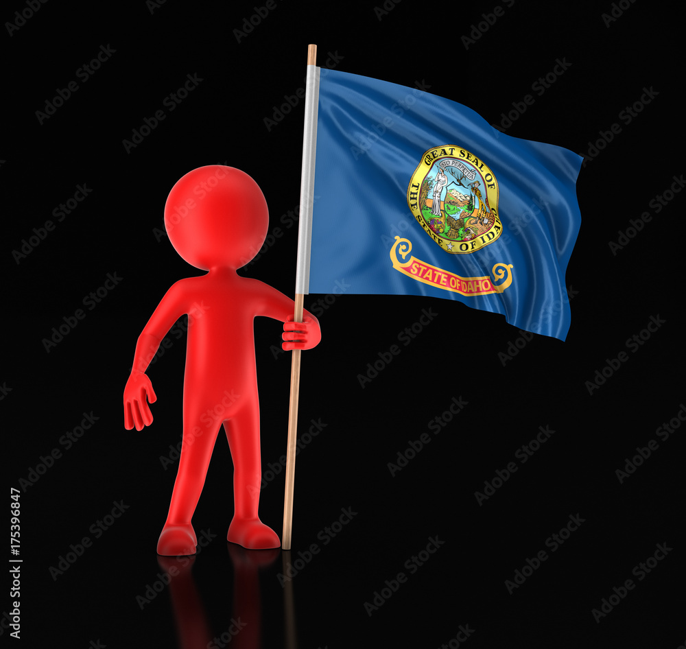 Poster man and flag of the us state of idaho. image with clipping path