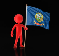 Man and flag of the US state of Idaho. Image with clipping path